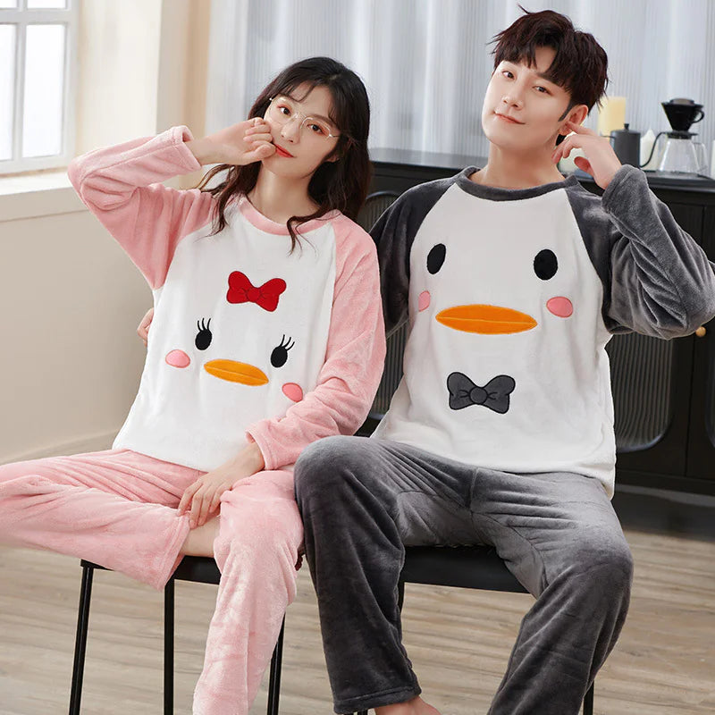 Couple Coral Velvet Pajamas for Autumn and Winter