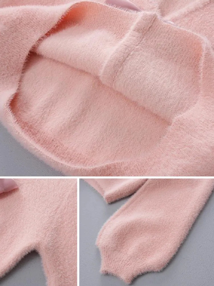 Women's Sweaters Sweater Jacket for Women's Autumn Winter 2023 New In Loose Bowknot Knitted Korean Fashion Sweet Pink Cardigan