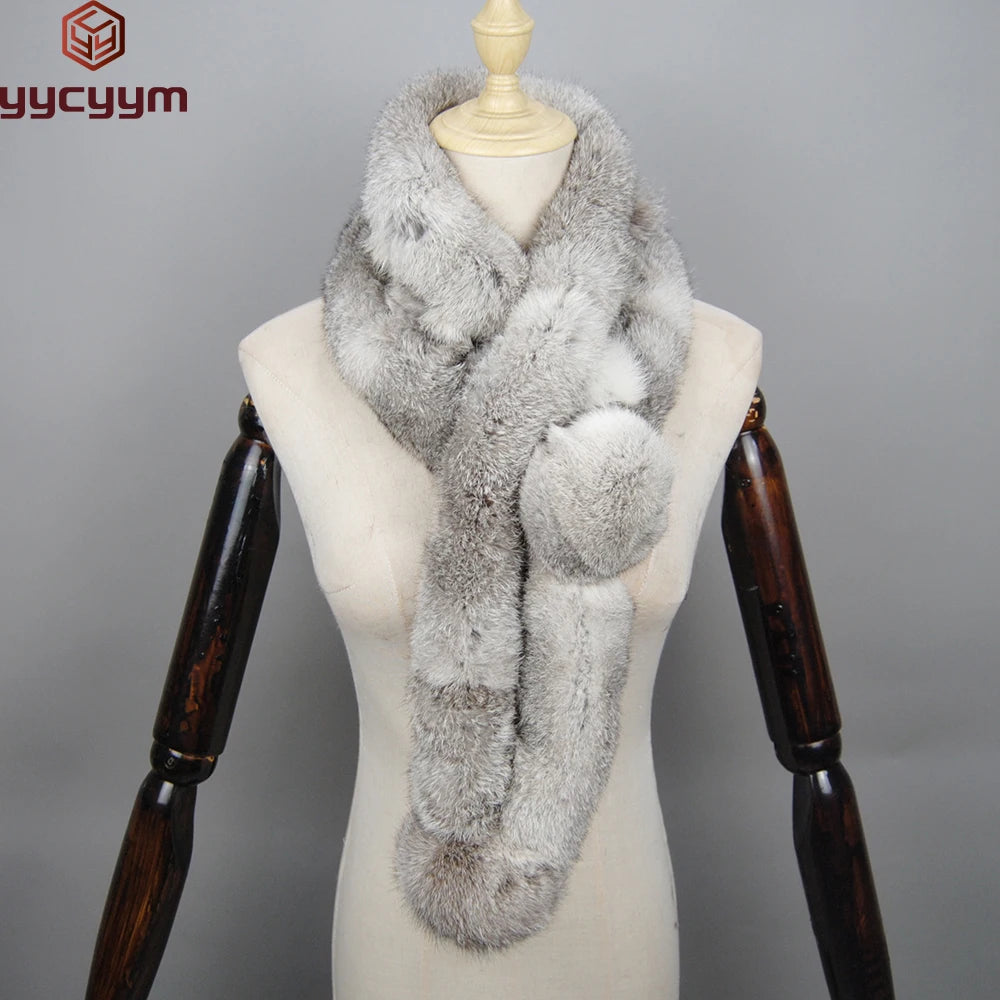 2023 Winter Luxury Natural Real Rabbit Fur Warm Scarf Fashion Soft Plush Thicken Snood Scarves Shawl for Adult Kids Women Girls
