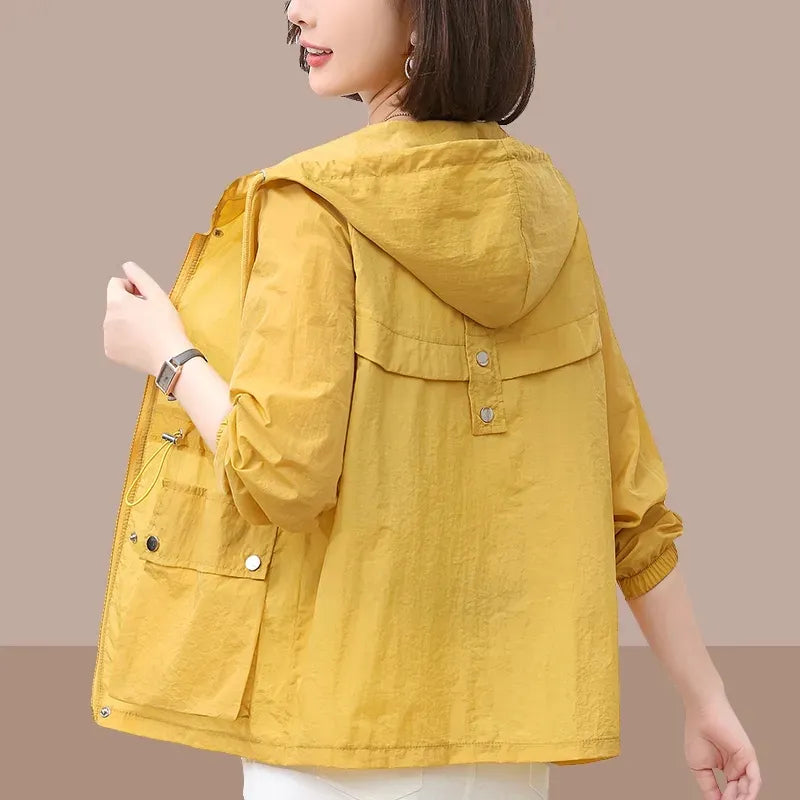 2023 New Summer Women's Jacket Thin Coat Casual Windbreaker Sun Protection Jackets Basic Zipper Coat Tops Female