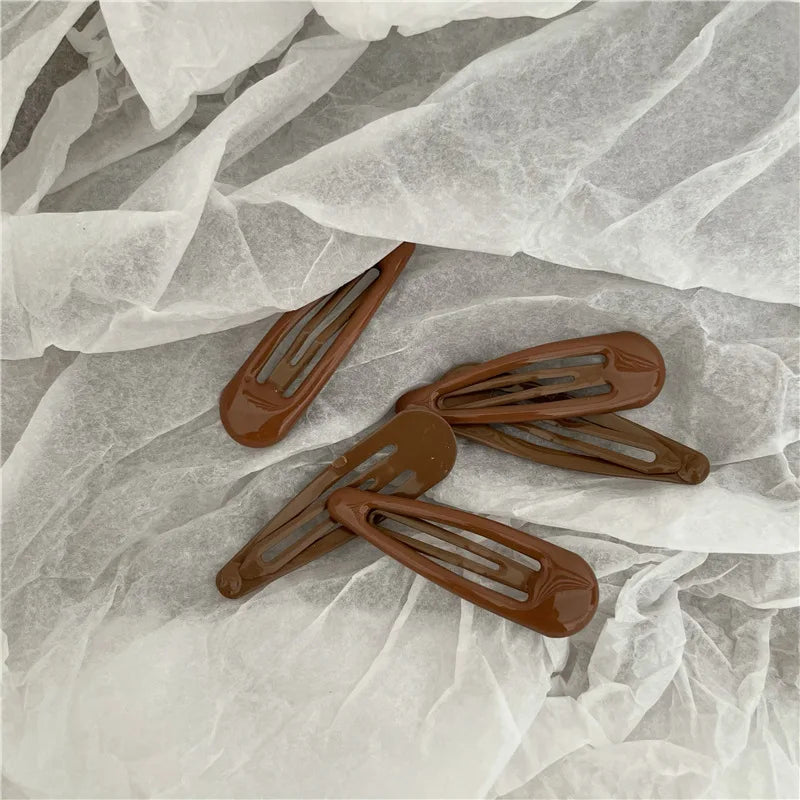5pcs/pack Korean Solid Color Water-drop Shaped Hairpins Premium Alloy Bobby Pins Side Hair Clips Simple Barrette For Women Girls