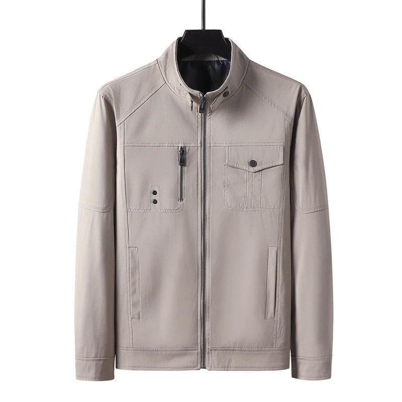DIMUSI Men's Jackets Spring Autumn Casual Men Slim Fit Business Jacket Man Outwear Stand Collar Windbreaker Coats Clothing