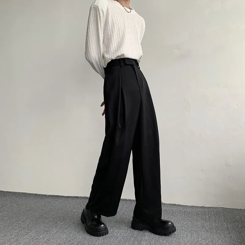2023 New Black Suit Pants Men Fashion Social Mens Dress Pants Korean Loose Oversized Wide Leg Pants Mens Formal Trousers M-2XL
