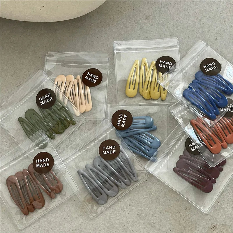 5pcs/pack Korean Solid Color Water-drop Shaped Hairpins Premium Alloy Bobby Pins Side Hair Clips Simple Barrette For Women Girls