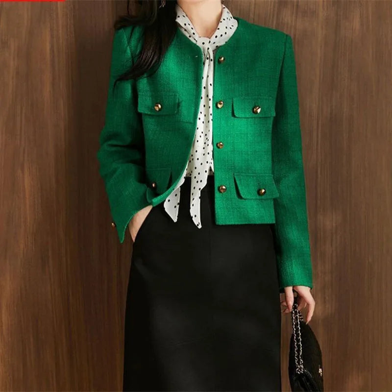 French Style Small Fragrance Coat Women's Tweed Short Jackets  Female 2023 Autumn New Outwear Temperament Overcoat Ladies Top