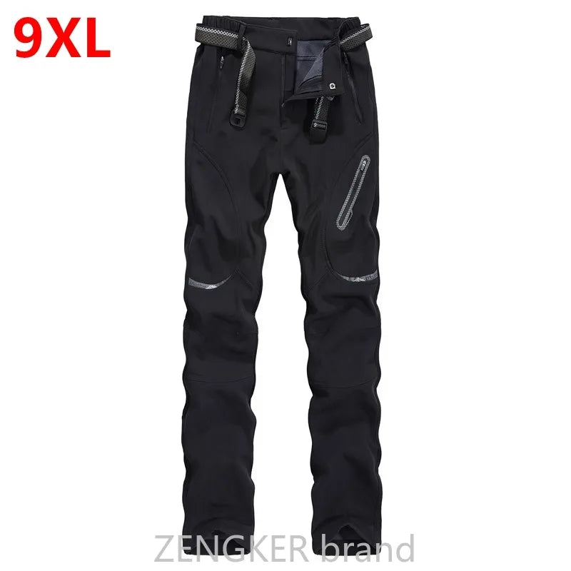 Spring Winter plus size casual pants male thick waterproof trousers sandtroopers big size soft shell pants male 9XL 8XL 7XL