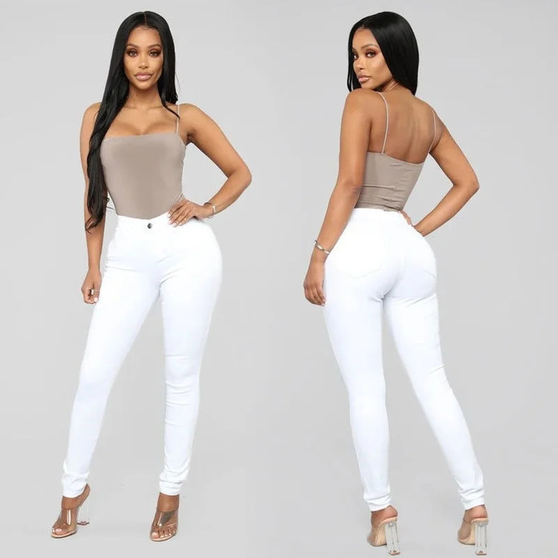 Women's Jeans Pants High Waisted Skinny Sexy Blue Mom Pencil Pants Button Fly Vintage Cotton Denim Pants for Women Woman Jeans