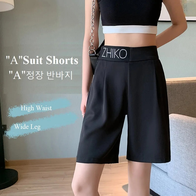 Shorts Women's Cycling Summer Shorts High Waist Black Suit Shorts Oversize Casual Basic Short Pants Korean Fashion CICHENG