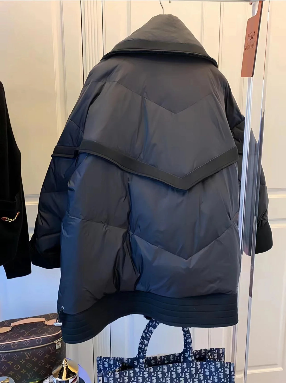 Women's Korean Style Cotton-Padded Jacket, Suit Collar, Panel Parka, Short Loose Coat, Fashion and Chic Jackets, Winter, New