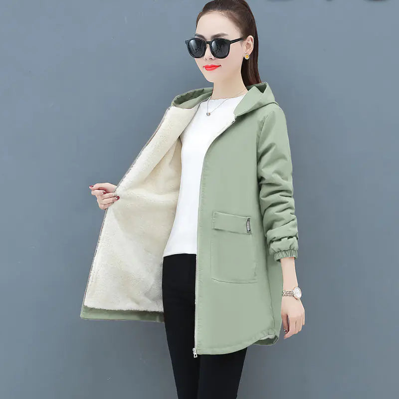 Loose Mid-Length Hooded Top
