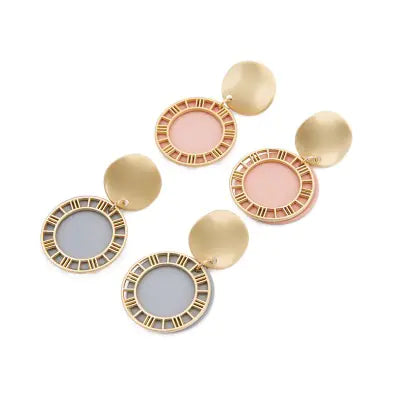 Trendy Roman Numeral Cutout Sequin Earrings for Girls