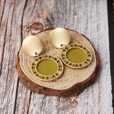 Trendy Roman Numeral Cutout Sequin Earrings for Girls
