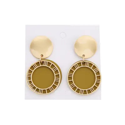 Trendy Roman Numeral Cutout Sequin Earrings for Girls