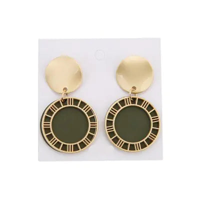 Trendy Roman Numeral Cutout Sequin Earrings for Girls