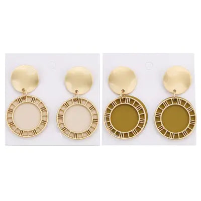 Trendy Roman Numeral Cutout Sequin Earrings for Girls