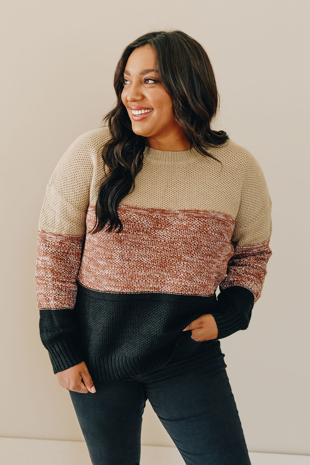 I See Double Color-Block Knit Sweater