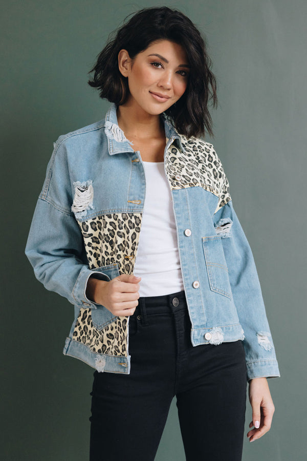 Annie Leopard Denim Jacket