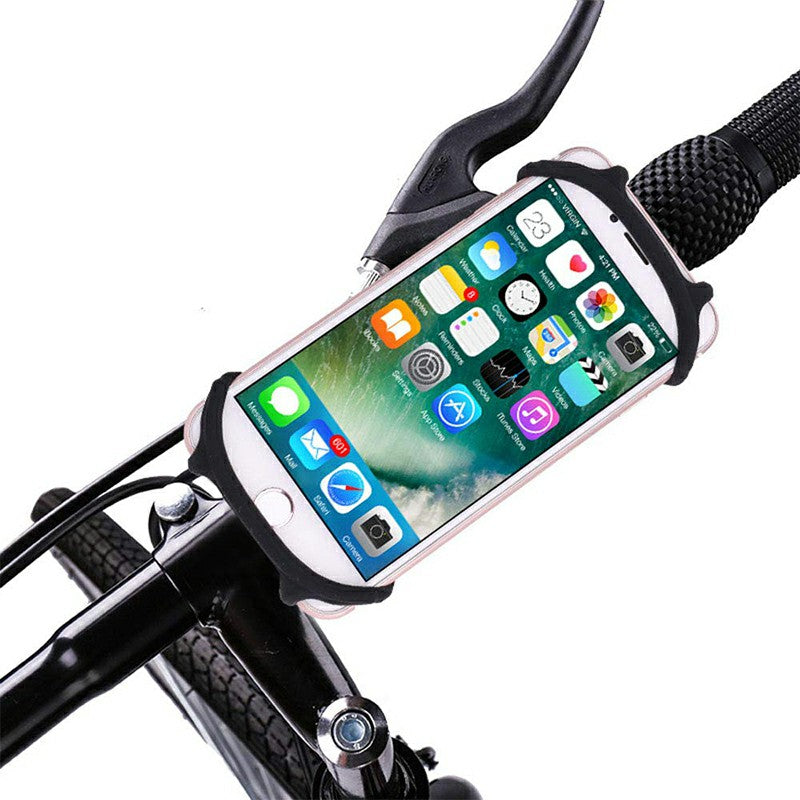 Soft Silicone Mobile Phone Bracket Shockproof Anti-shake Bike Phone Bracket - Black