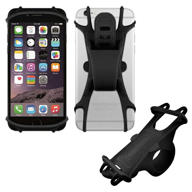 Soft Silicone Mobile Phone Bracket Shockproof Anti-shake Bike Phone Bracket - Black
