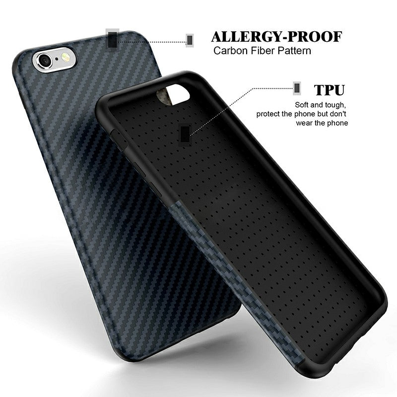 TPU Carbon Fiber Soft Phone Cover Case for iPhone 7 Plus - Dark Blue