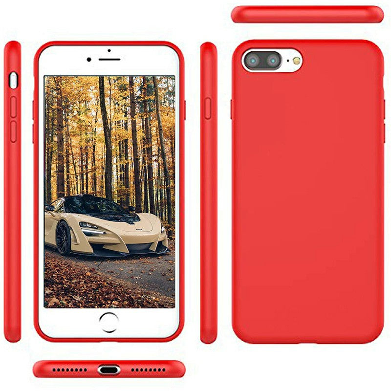 Soft Silicone Gel Shockproof Cover Case Smooth Anti Fingerprint Scratch Resistant Back Cover for iPhone 7/8 Plus - Red