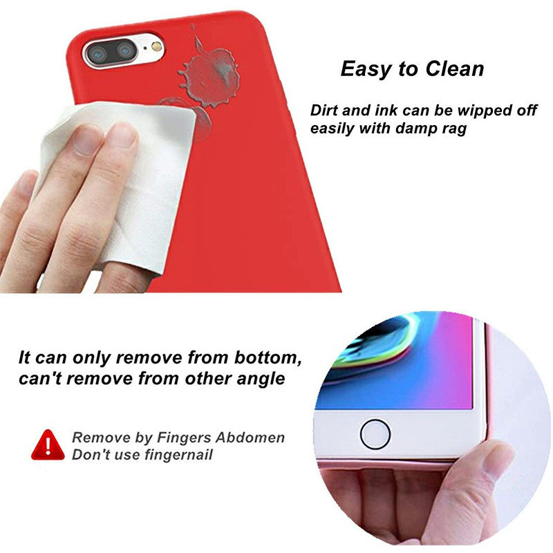 Soft Silicone Gel Shockproof Cover Case Smooth Anti Fingerprint Scratch Resistant Back Cover for iPhone 7/8 Plus - Red