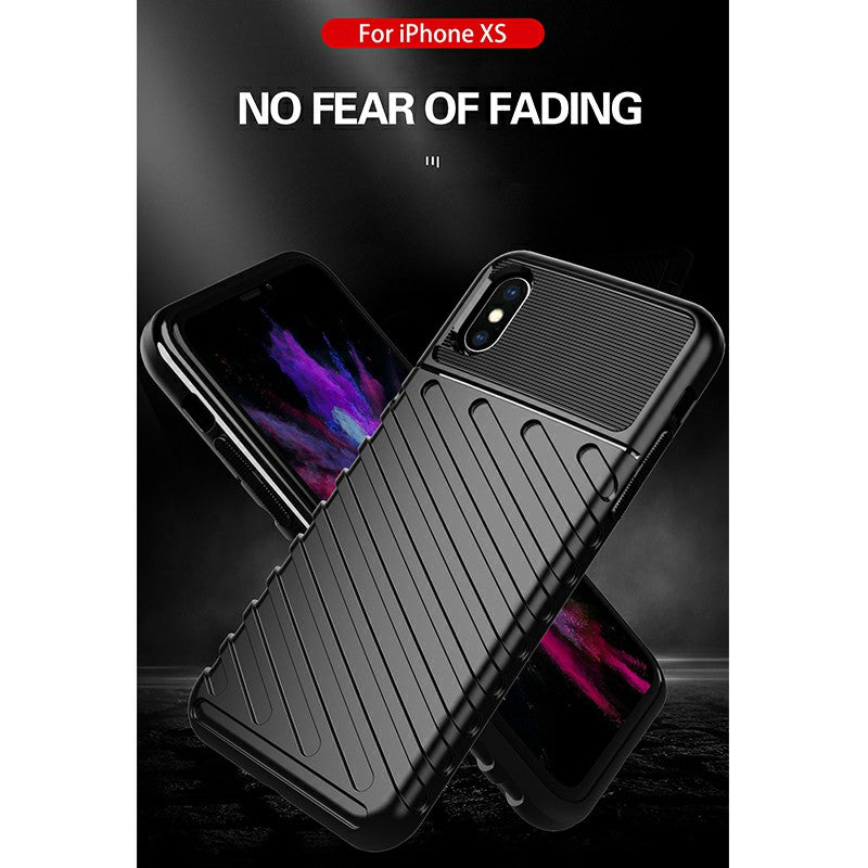 Textured Mobile Phone Shell Soft Silicone Simple Phone Case Flexible Back Cover for iPhone X/XS - Black