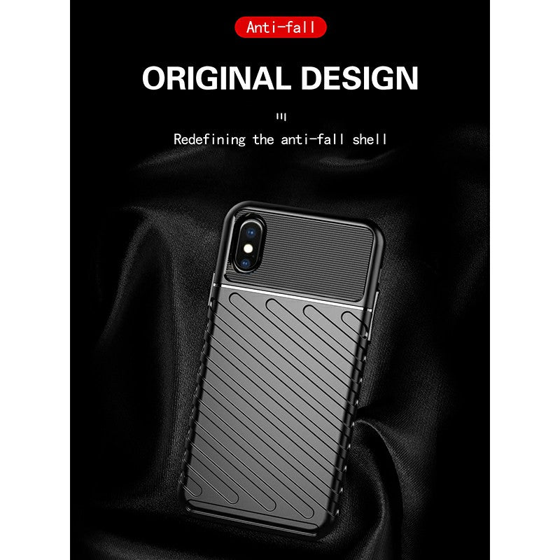 Textured Mobile Phone Shell Soft Silicone Simple Phone Case Flexible Back Cover for iPhone X/XS - Black