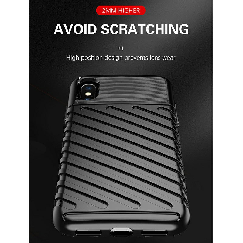 Textured Mobile Phone Shell Soft Silicone Simple Phone Case Flexible Back Cover for iPhone X/XS - Black