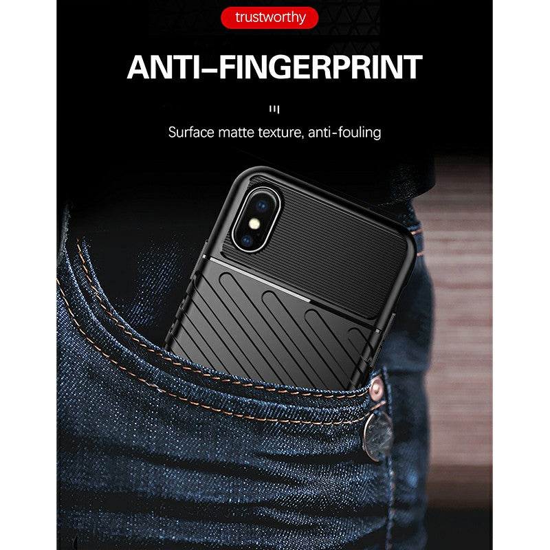 Textured Mobile Phone Shell Soft Silicone Simple Phone Case Flexible Back Cover for iPhone X/XS - Black