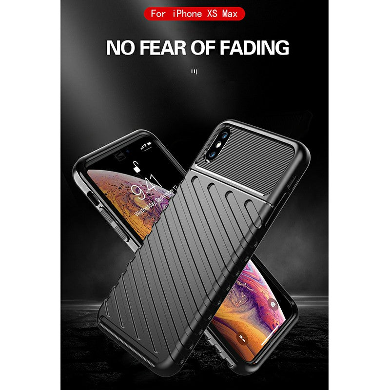 Soft Silicone Simple Phone Case Flexible Back Cover Textured Mobile Phone Shell for iPhone XS Max - Black