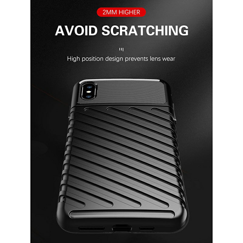 Soft Silicone Simple Phone Case Flexible Back Cover Textured Mobile Phone Shell for iPhone XS Max - Black