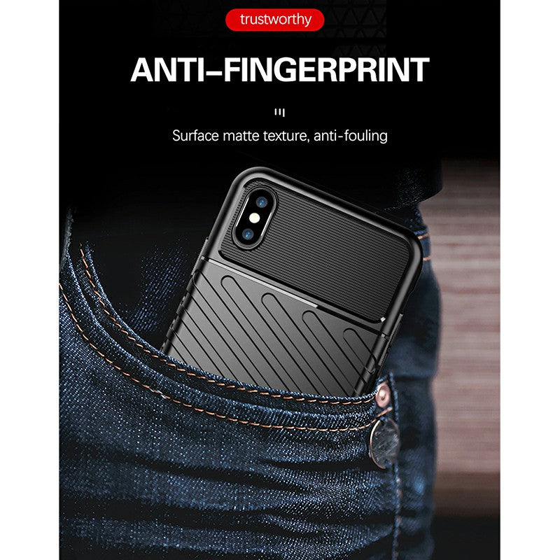 Soft Silicone Simple Phone Case Flexible Back Cover Textured Mobile Phone Shell for iPhone XS Max - Black