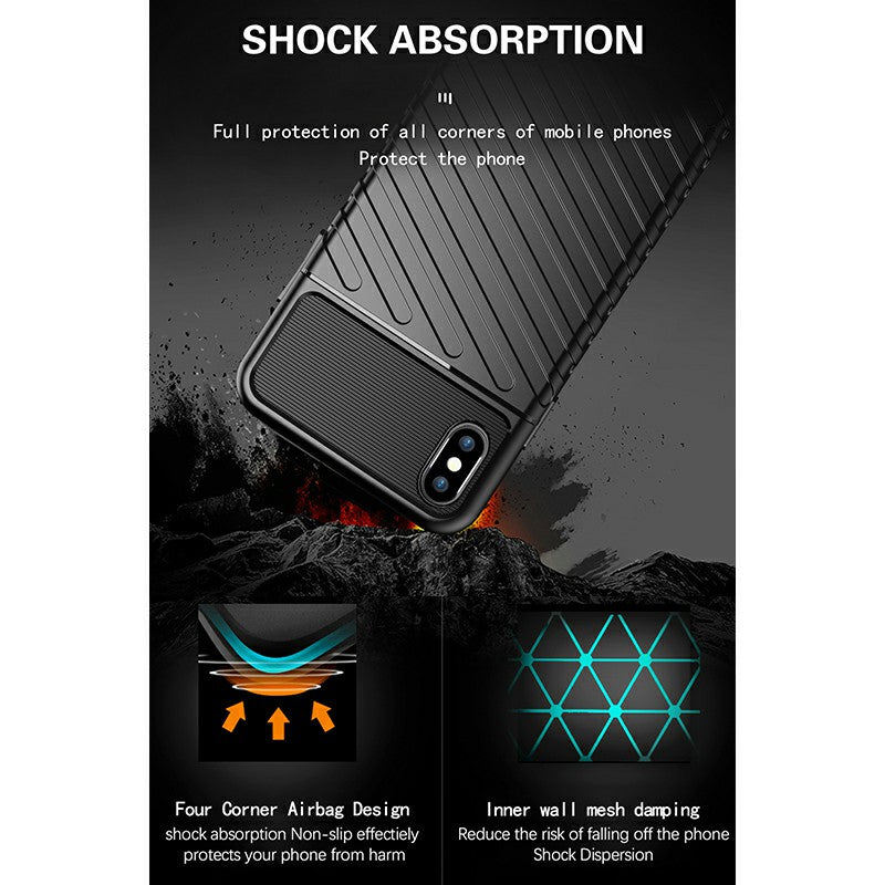 Soft Silicone Simple Phone Case Flexible Back Cover Textured Mobile Phone Shell for iPhone XS Max - Black