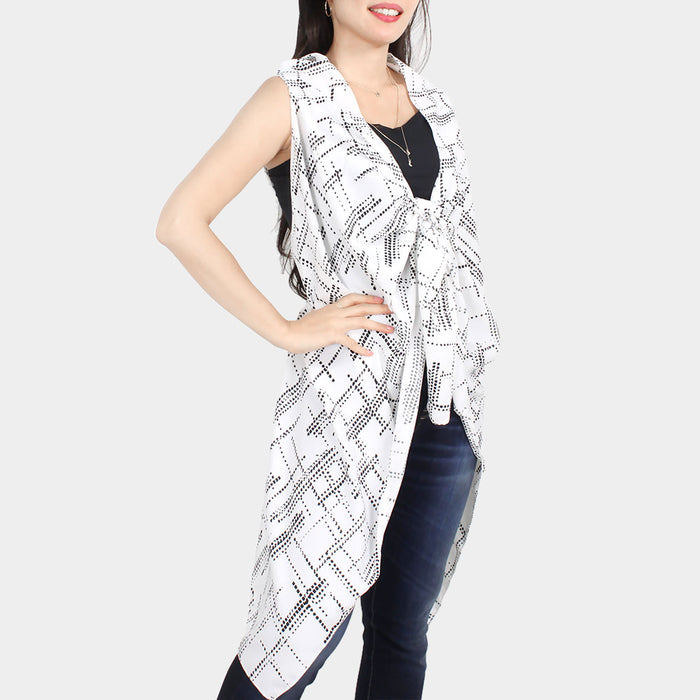 Abstract Print Vest Cover Up
